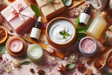 a variety of cosmetics products including body butter and body butter