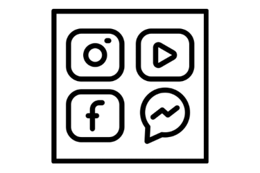 a social media icon with link to /social media page.