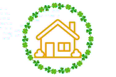 House icon inside of clover border