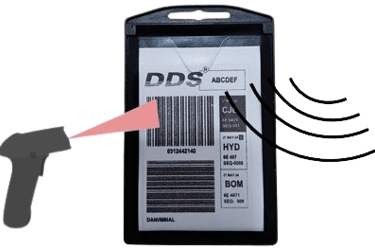 electronic bag tag is scanned by Bar code as well as RFID reader