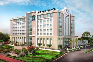 a large building with a large building in the background