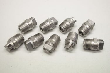 Random MEG nozzles for surface cleaners and other high pressure equipment.