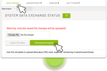 FluentStock - manual data import xls window. Inventory management tool
