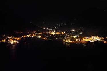 droneshot night village