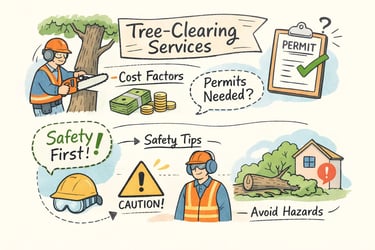 Crew safely clearing hazardous trees with pro equipment, emphasizing costs, permits, and safety in the removal process.