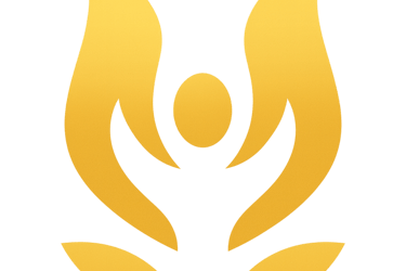 Gouden logo-symbool dat groei en innerlijke balans uitdrukt.