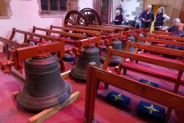 Bells displayed in church