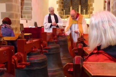 Bishop of Stafford blessing the bells