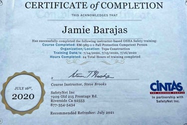 OSHA Safety Certificate