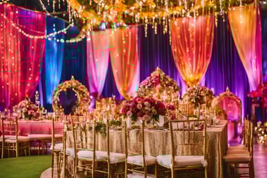 Premium event decor services with elegant themes and floral arrangements