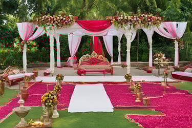 Beautiful garden and spacious lawn for wedding and reception events in Buxar