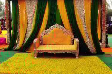 Mehndi function setup with beautiful decorations for a memorable celebration