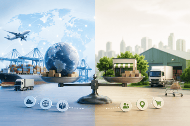 Visualization of global vs local supply chain balance