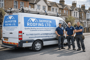 Shepperton Roofing Team and branded van