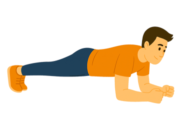 Animerad man gör plankan