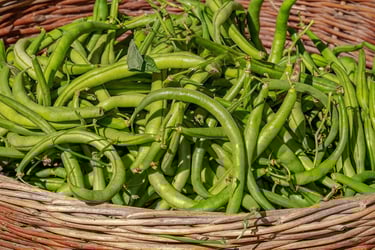 a basket of green beans and peasl peasl peasl peasl peasl