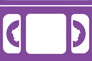 Purple VHS tape icon representing retro video cassette technology and vintage home media.