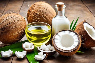 coconut oil in a bottle and coconut oil in a glass