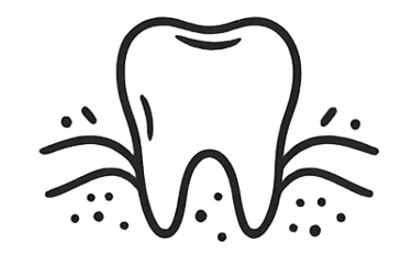 Diente con afectación periodontal que representa el tratamiento de enfermedades de las encías