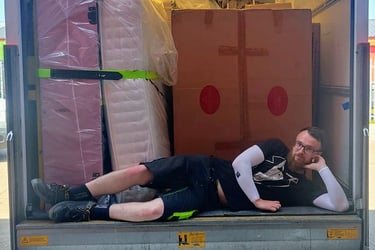 Me, stephen butler, in my uniform and the contents of Luton van