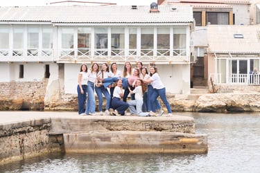 a group of people standing on a dock in Vallon des auffes