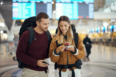 Couple Phone in the airport