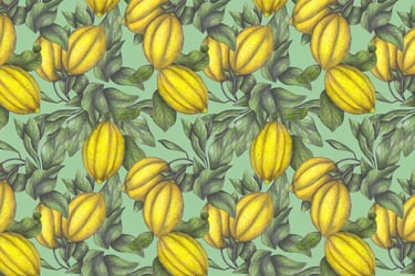 Hand-drawn Lemons Pattern with a green background