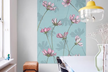 Hand-drawn Floral Illustration Wall Art inside a cozy room