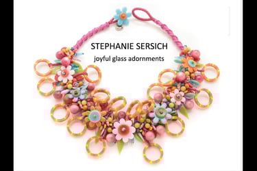 glass necklace by Stephanie Sersich at Markings Gallery in Bath, Maine