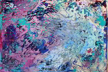 Acrylic painting Acrylbild Welle Wave Acryl Bild Gemälde abstrakt lila grün blau