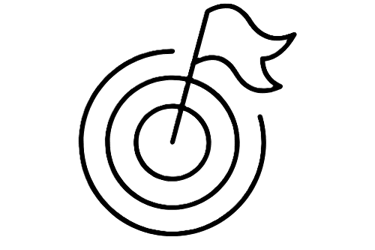 a black and white picture of a target target with a flag