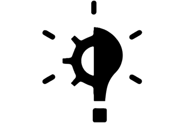 a light bulb with a gearwheel 