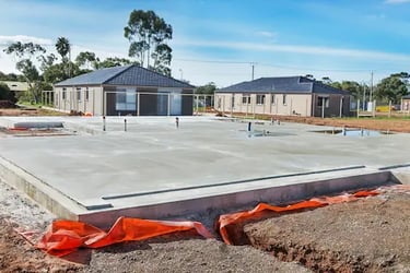 Freshly poured house foundation by West Linn Concrete