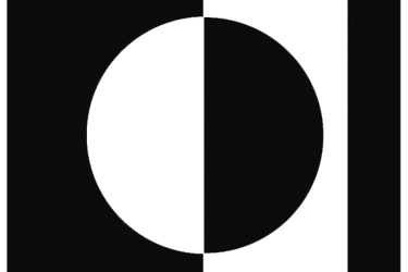 Minimalist black on black geometric art featuring a subtle circle and rectangle composition.
