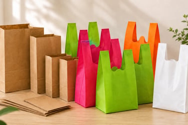 Professional banner featuring non-woven bags, paper bags & bio-degradable carry bags for eco-friendly packaging solutions