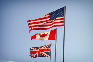 Flags of US, Canada and UK