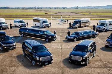 wide range of ground transportation fleet with drivers in black color.