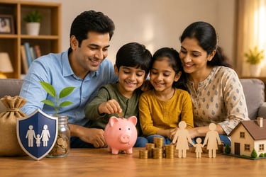 Indian family planning savings, insurance protection, and long-term financial goals together.