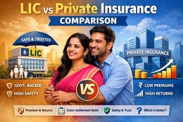 LIC vs Private Insurance comparison in India showing safety, premium, returns and claim settlement