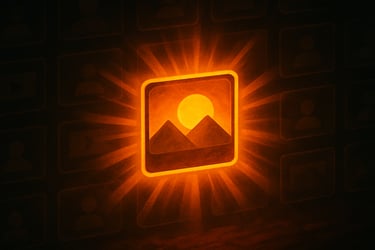 YouTube thumbnail icon glowing in center of dark grid of thumbnails