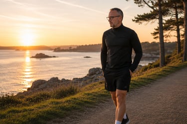 Marche active et récupération dans le Golfe du Morbihan au coucher du soleil