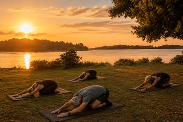 Séance bien-être RPL+ face au Golfe du Morbihan au coucher du soleil