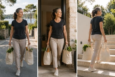 Femme 40+ portant sacs avec aisance grâce à l'entraînement Farmer Carry