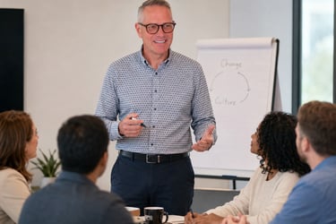 Doug leading a corporate training workshop on organizational change and company culture.