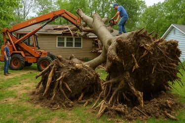 tree fallen over on house