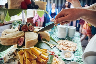 Cheese cutting ceremony during a wedding reception.