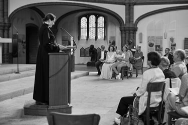 Wedding ceremony in progress at Gethsemanekirche in Berlin.