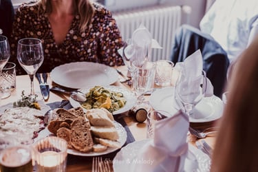 Food on the table during a reception.