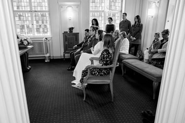 Civil wedding taking place at the Tempelhof-Schöneberg civil registry in Berlin. 