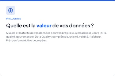 Infographie intelligence data en français sur le score AI Readiness et la qualité des données.